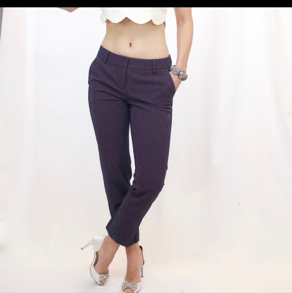 Express The Columnist Dotted Abstract Ankle Slim Pants Work Red Business 2